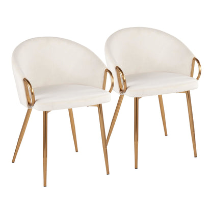 Claire Contemporary/Glam Chair in Gold Metal and Black Faux Leather