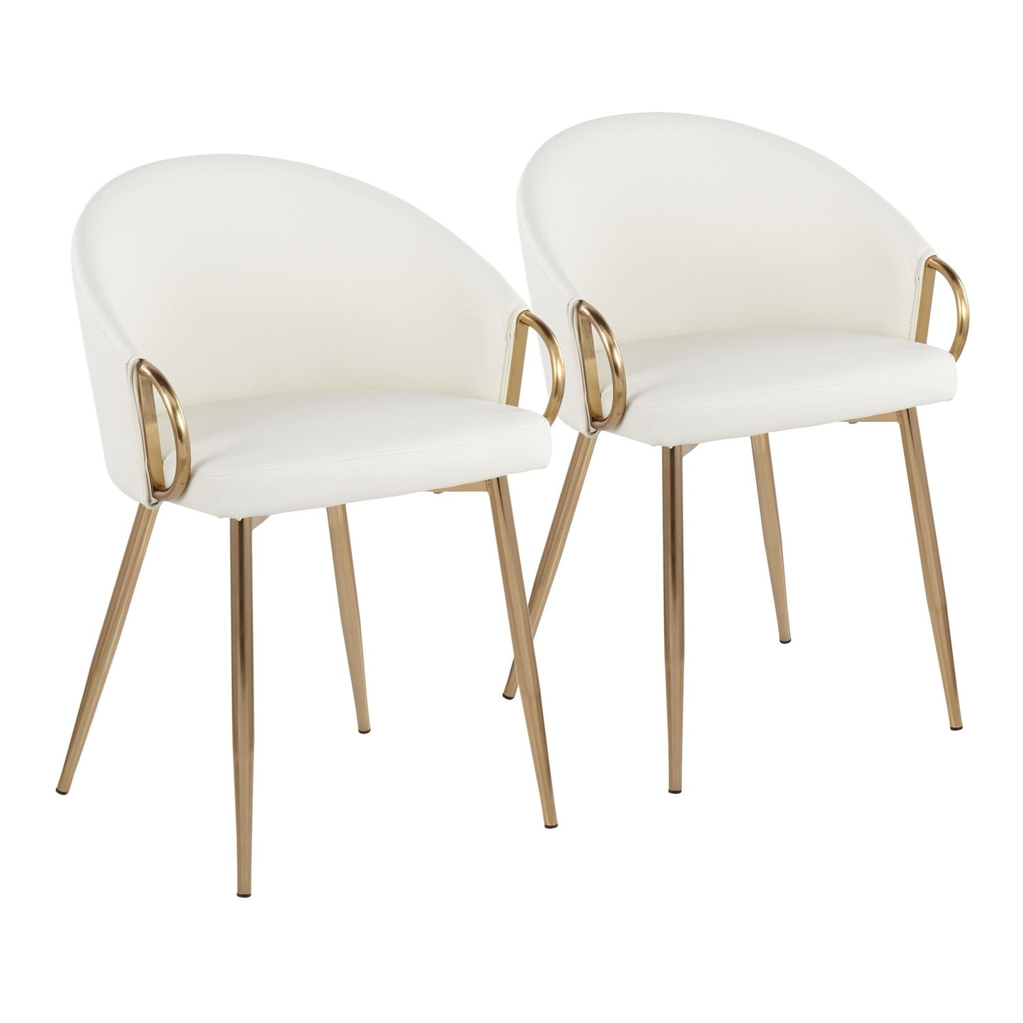 Claire Contemporary/Glam Chair in Gold Metal and Black Faux Leather