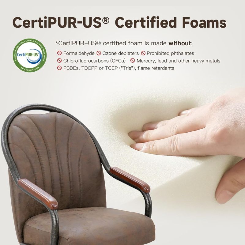 Chromcraft Douglas D7775 Casual Dining Chair Caster Swivel Tilt Fabric Dinning Chair in Walnut Wood and Texture Bronze Metal Finish (Mocha Fabric)