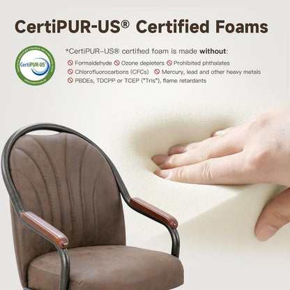 Chromcraft Douglas D7775 Casual Dining Chair Caster Swivel Tilt Fabric Dinning Chair in Walnut Wood and Texture Bronze Metal Finish (Mocha Fabric)