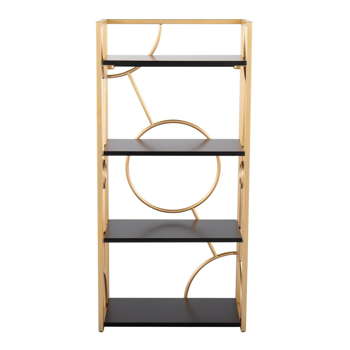 Constellation Contemporary Bookcase in Gold Metal and Black Wood