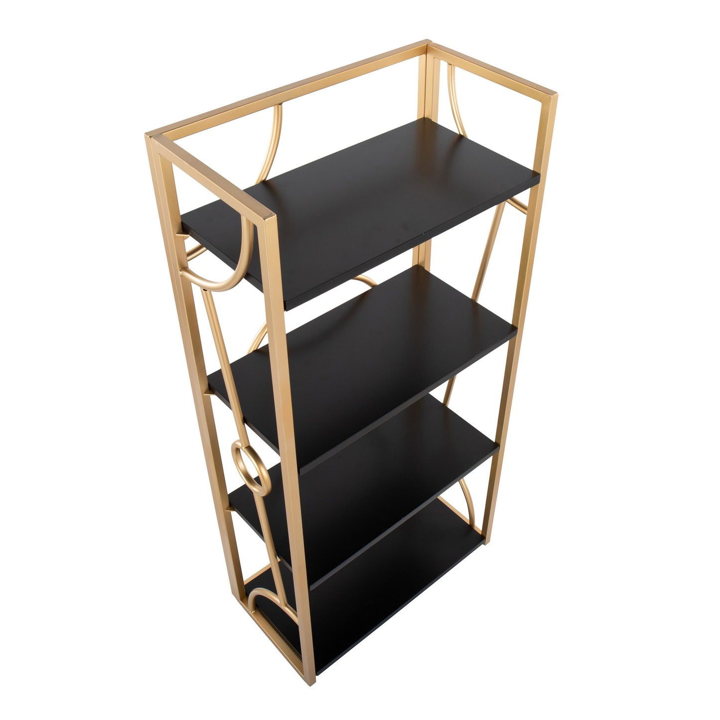 Constellation Contemporary Bookcase in Gold Metal and Black Wood