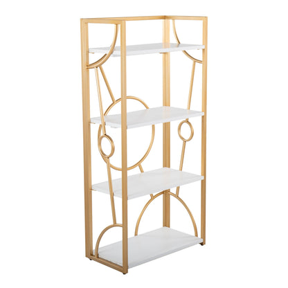 Constellation Contemporary Bookcase in Gold Metal and Black Wood