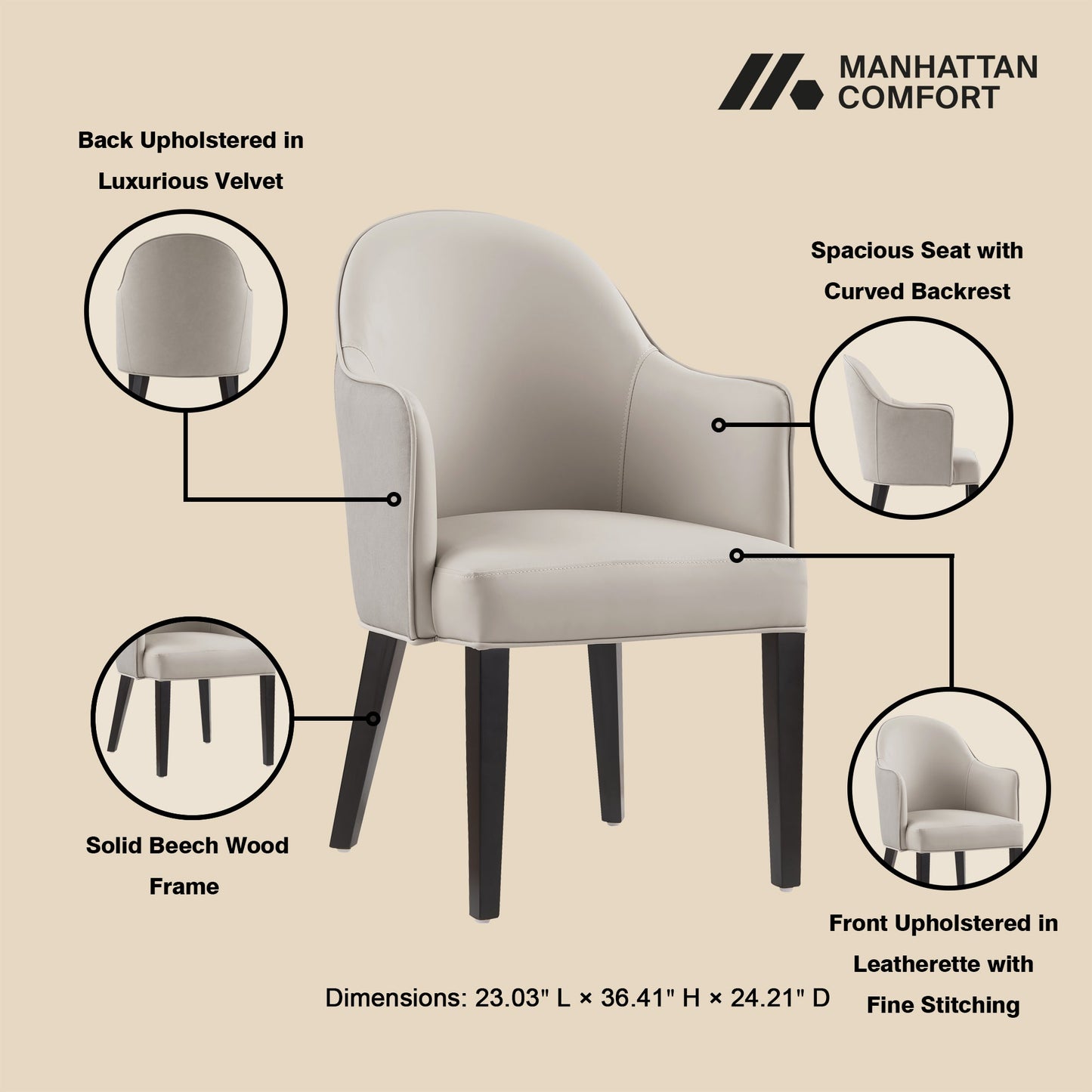 Manhattan Comfort Hillman Dining Armchair 2.0