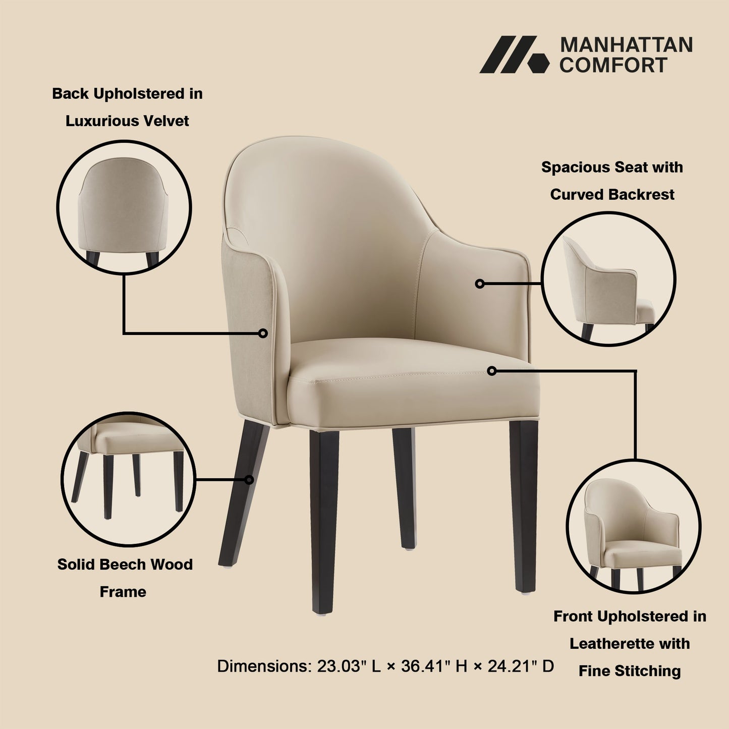 Manhattan Comfort Hillman Dining Armchair 2.0