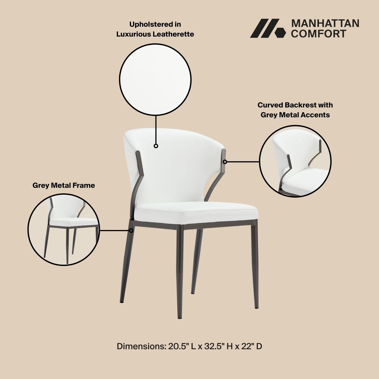 Manhattan Comfort Kirsten Dining Chair - Set of 2
