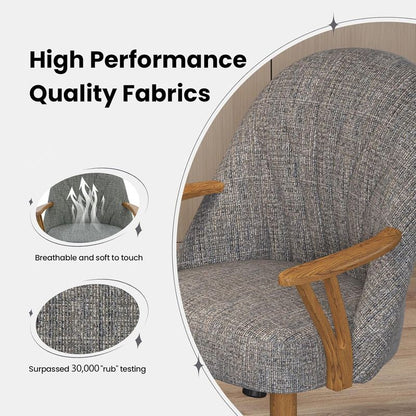 Chromcraft ZIP Ship CM127 Casual Dining Chair Caster Swivel Tilt Fabric Dinning Chair in Chestnut Finish