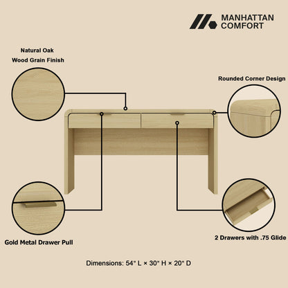 Manhattan Comfort Grace 54" Home Office Desk