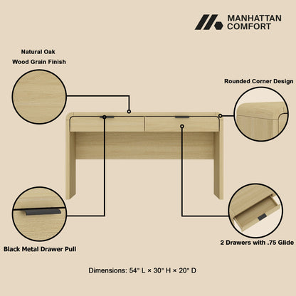Manhattan Comfort Grace 54" Home Office Desk