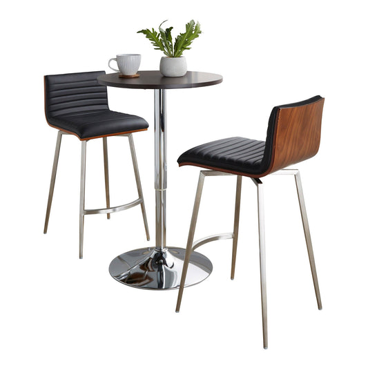 Lumisource Mason Swivel Adjustable Counter Height Dining Set - 3 Piece
