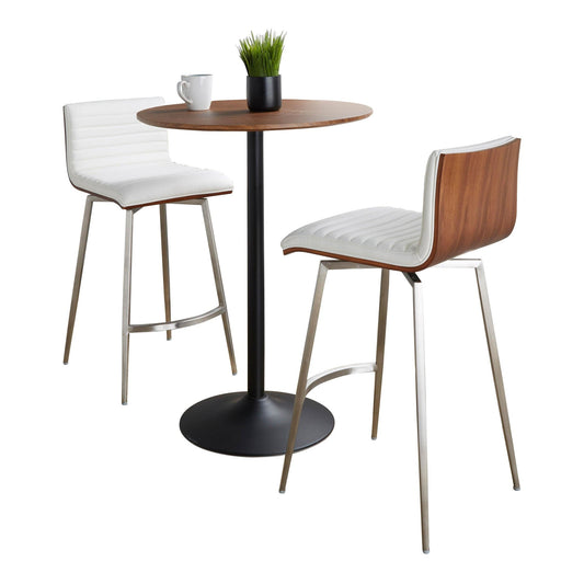 Lumisource Pebble-mason Swivel Counter Height Dining Set - 3 Piece