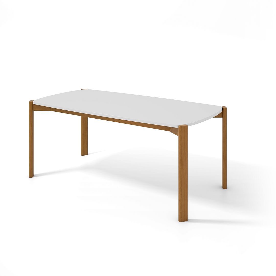 Manhattan Comfort Mid-Century Modern Gales 70.87 Dining Table with Solid Wood Legs