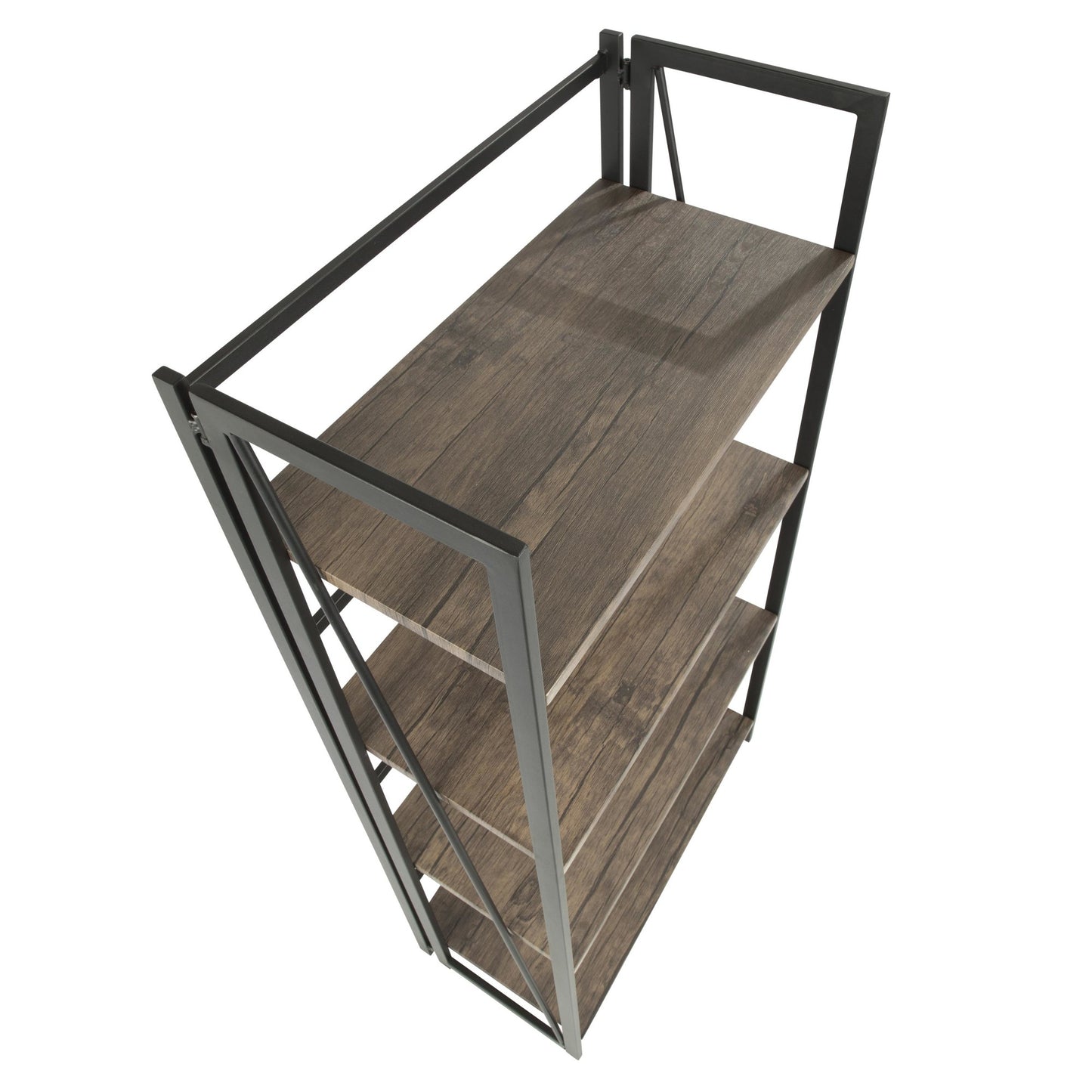 Dakota Industrial Bookcase in Black Metal and Wood