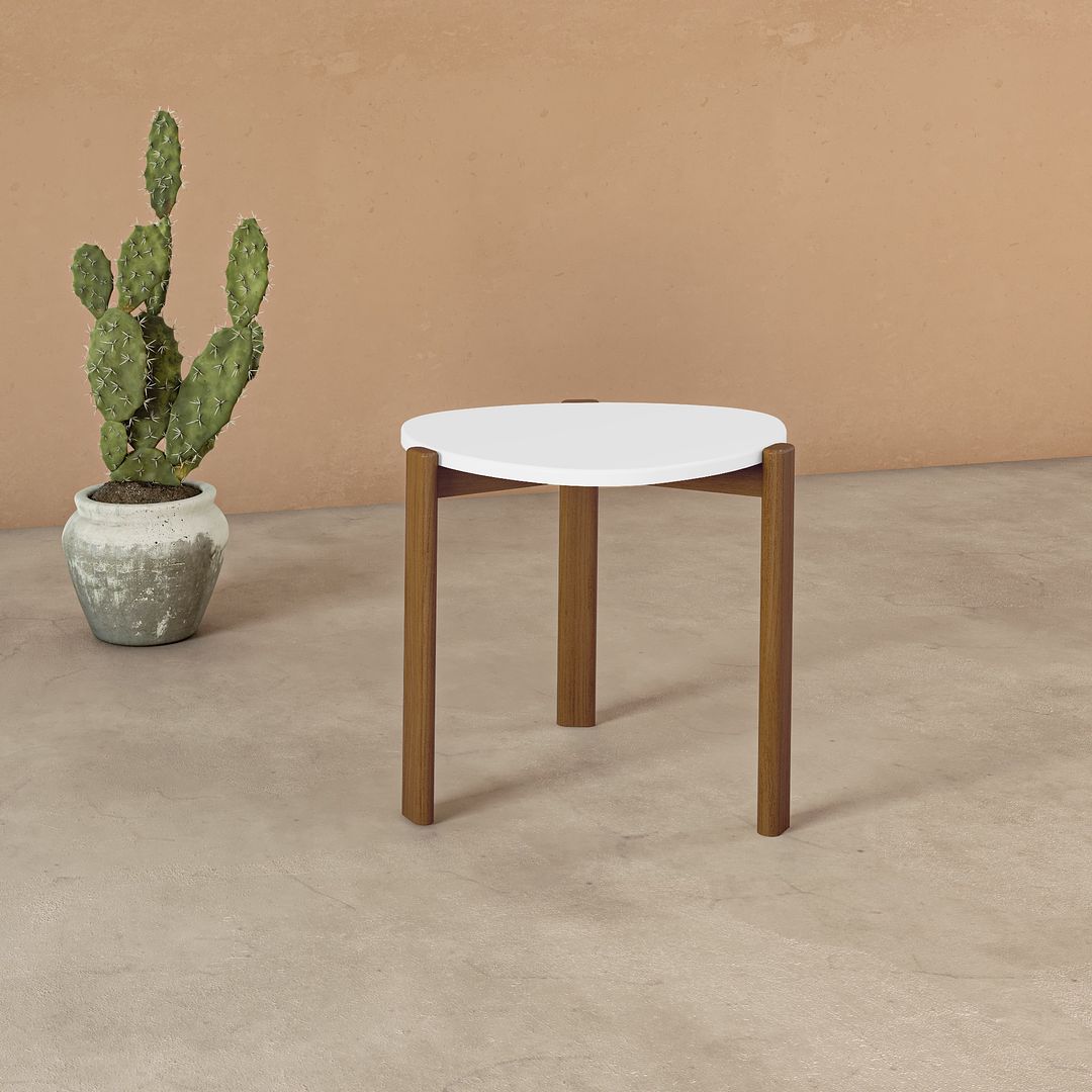 Manhattan Comfort Mid-Century Modern Gales End Table with Solid Wood Legs