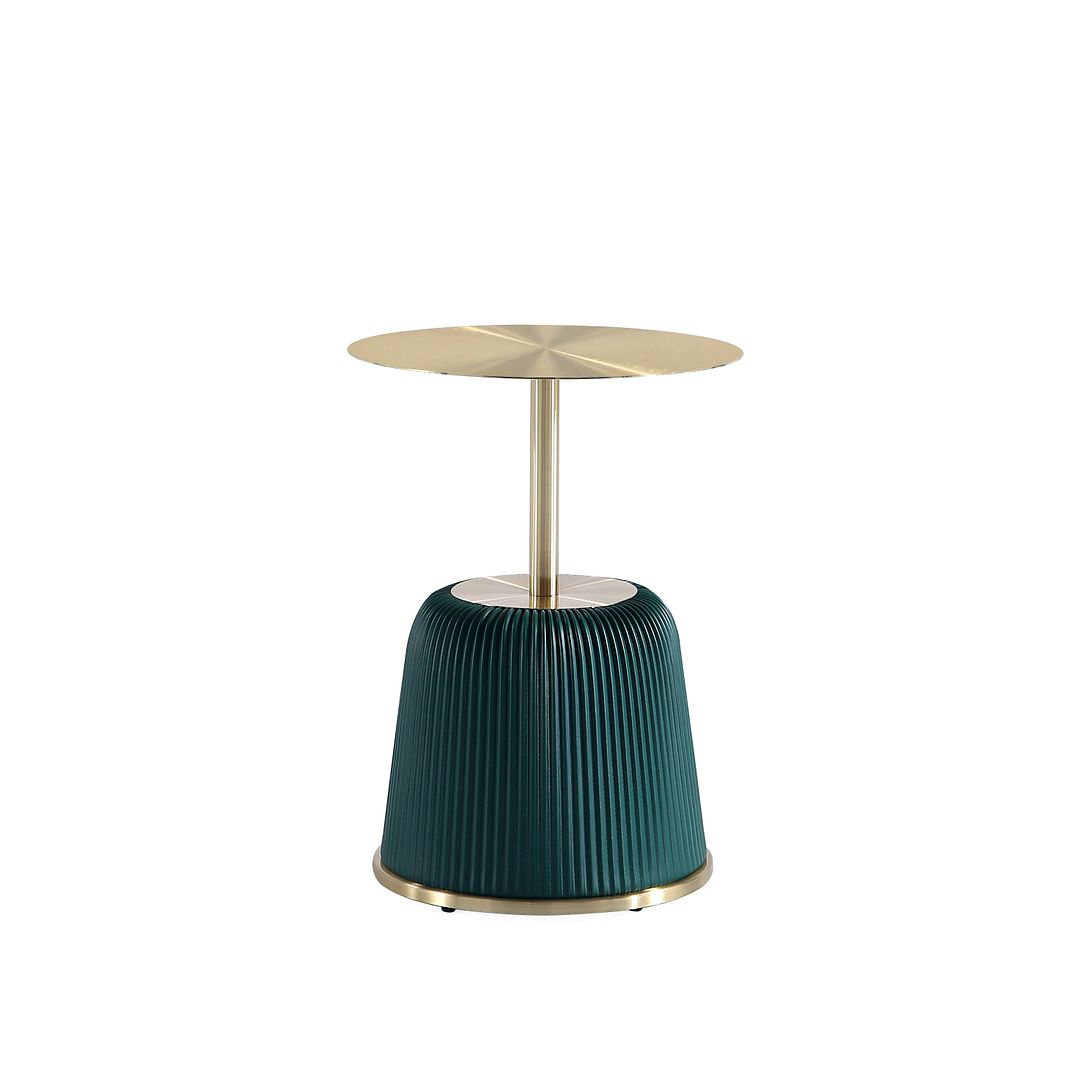 Manhattan Comfort Modern Anderson End Table 1.0 Upholstered in Cream Leatherette with Gold Tabletop