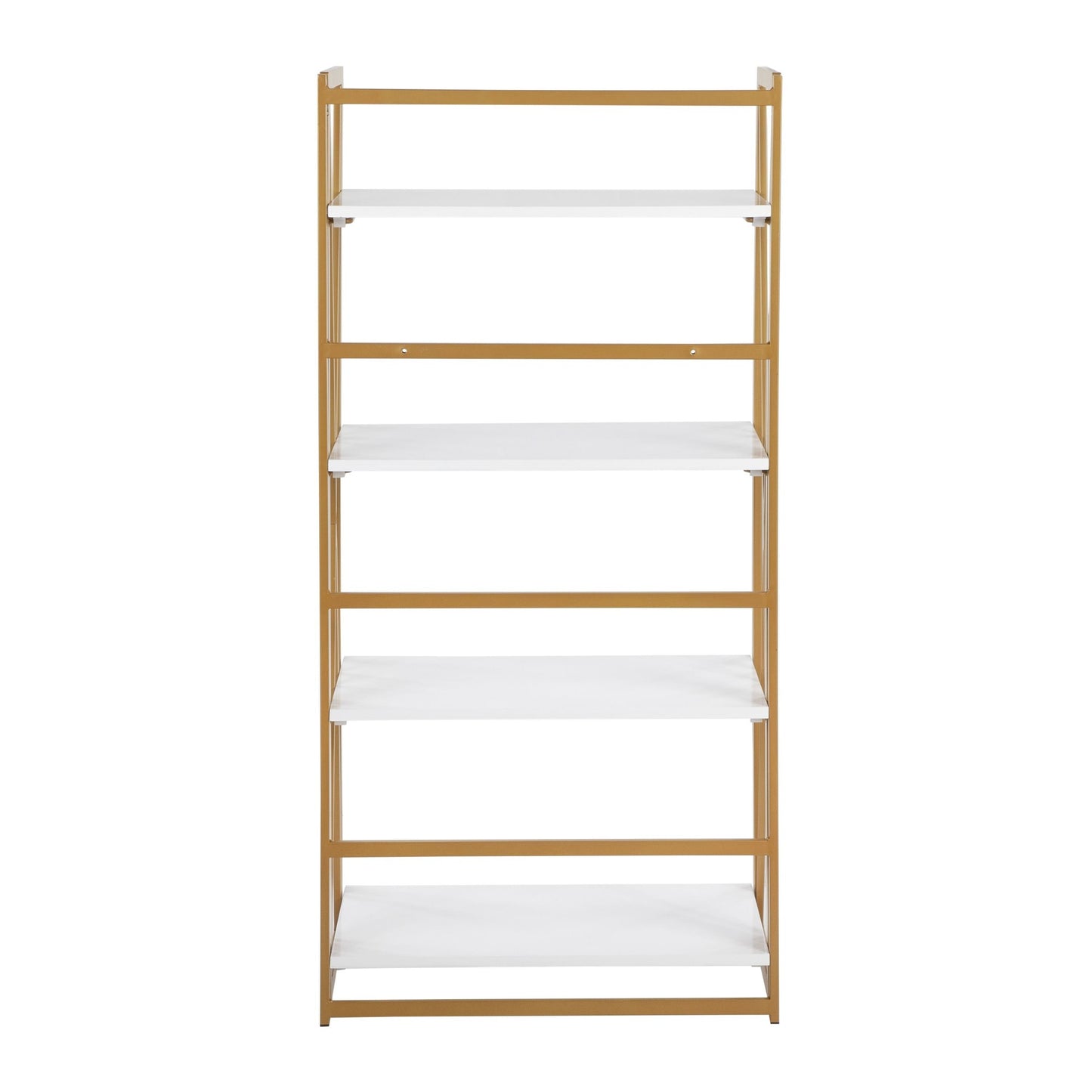 Folia Contemporary Bookcase in Gold Metal, Black and White Wood