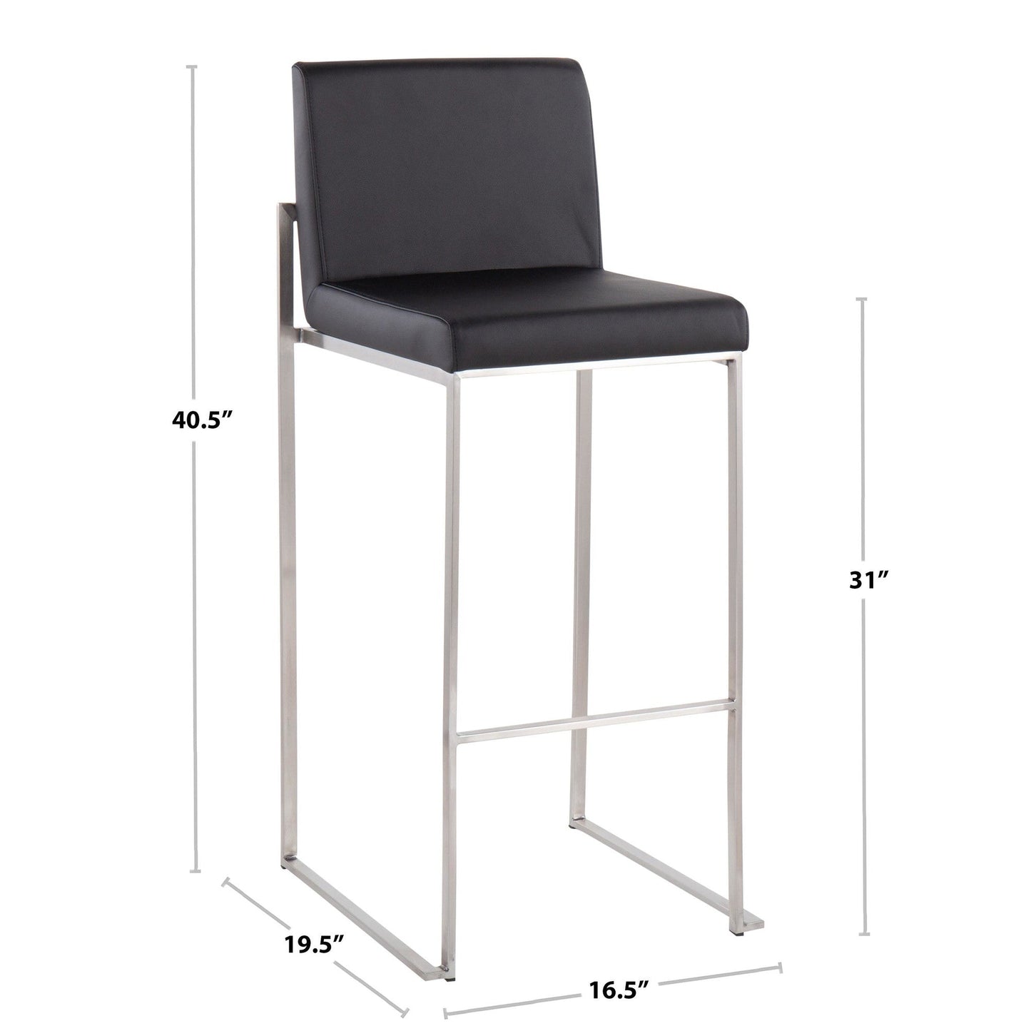 Majestic Office Furniture High Back 30" Fixed-Height Barstool - Set of 2