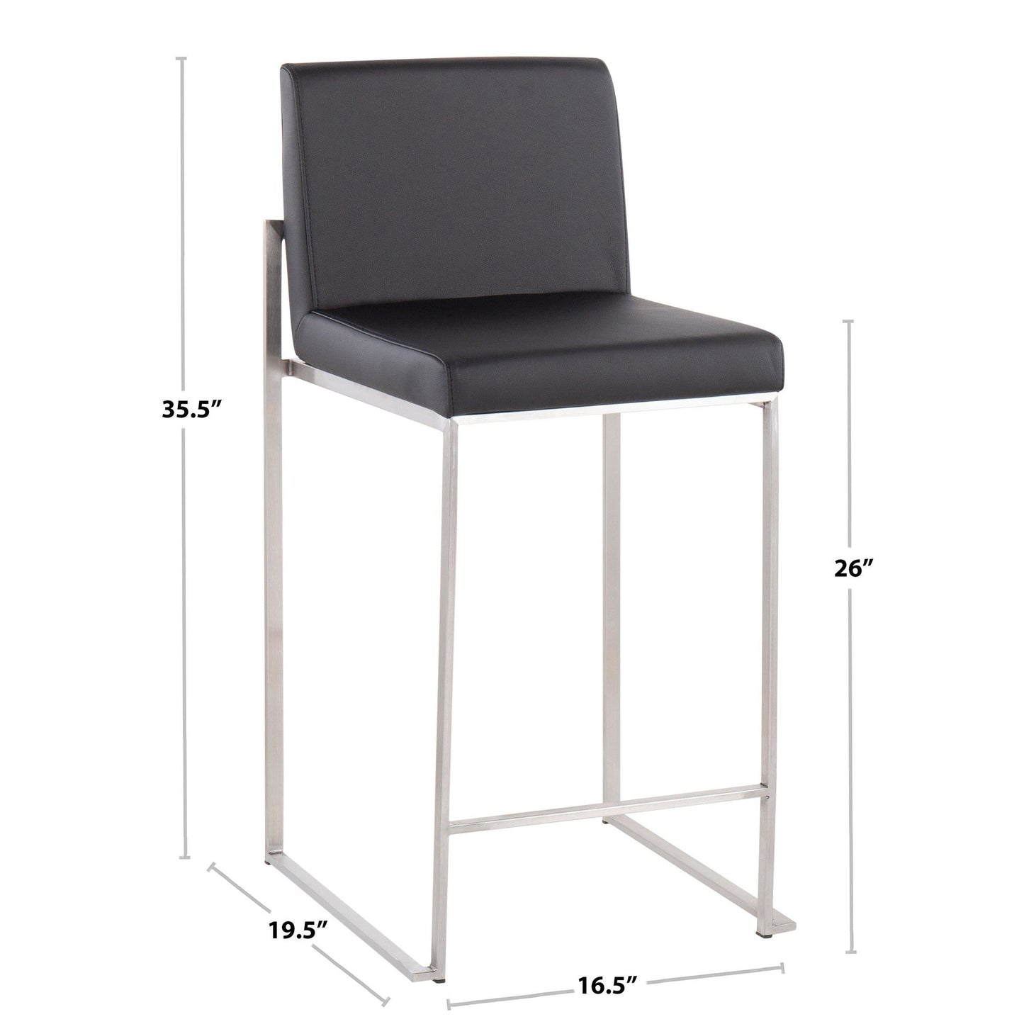 Majestic Office Furniture High Back 26" Fixed-Height Counter Stool - Set of 2