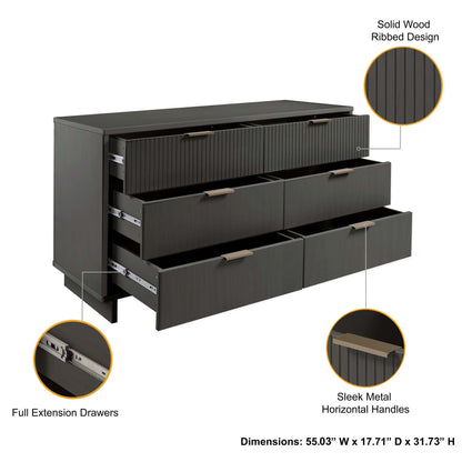 Manhattan Comfort 3-Piece Granville Dresser Set - Tall Narrow, Double Dresser, and Nightstand