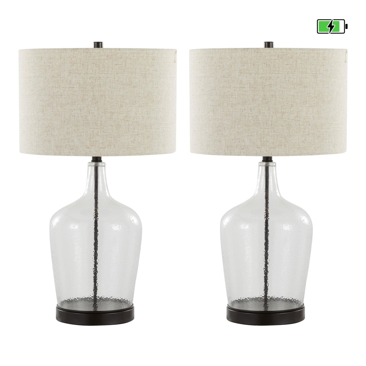 Majestic Office Furniture 28" Glass Table Lamp with Usb - Set of 2
