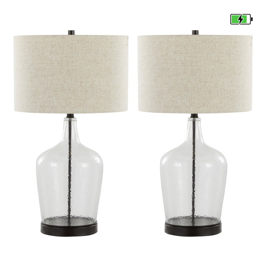 Majestic Office Furniture 28" Glass Table Lamp with Usb - Set of 2