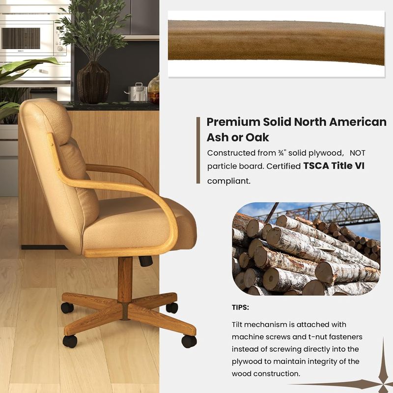 Chromcraft Douglas D9520 Casual Dining Chair Caster Swivel Tilt Fabric Dinning Chair with PU upholstery