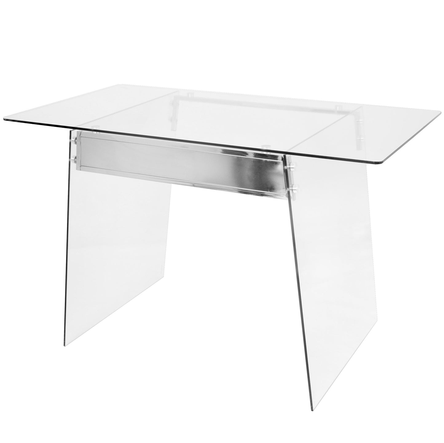 Glacier Contemporary Desk in Clear and Chrome