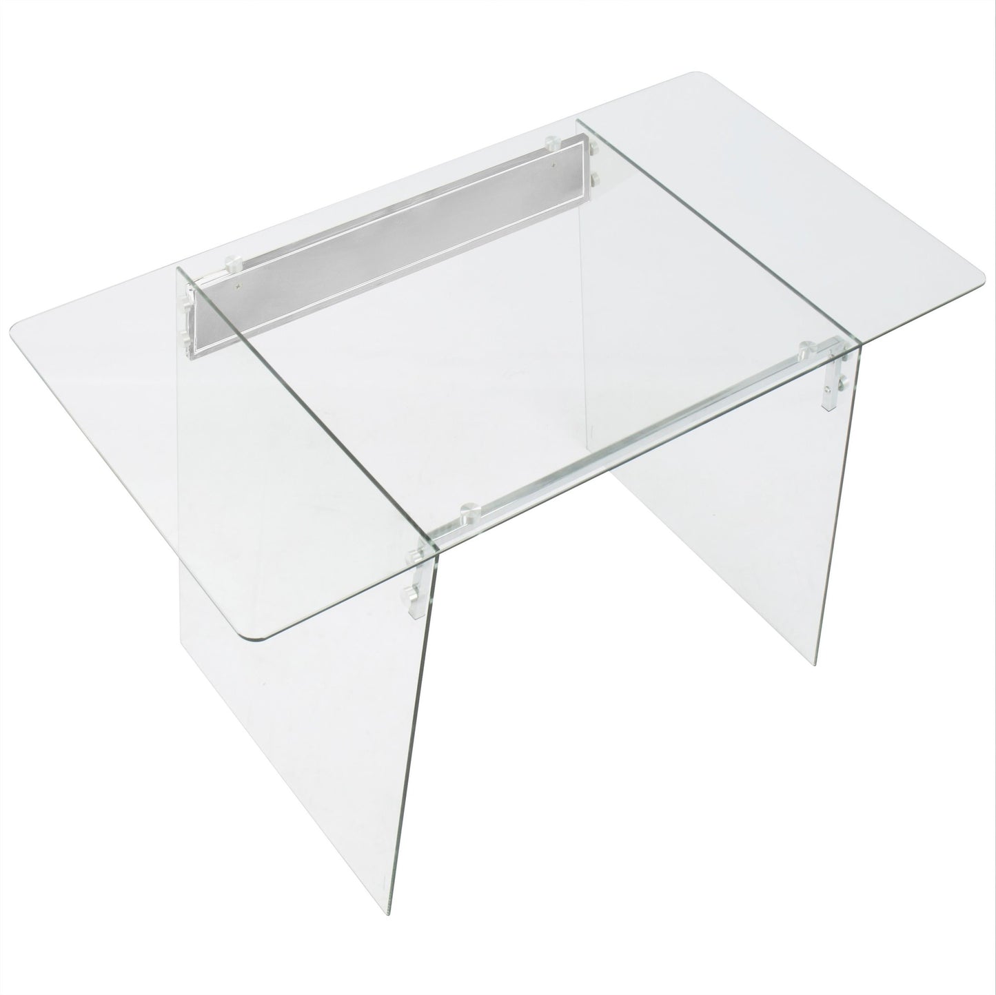 Glacier Contemporary Desk in Clear and Chrome