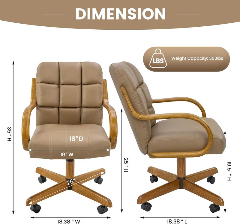Chromcraft Douglas D9520 Casual Dining Chair Caster Swivel Tilt Fabric Dinning Chair with PU upholstery