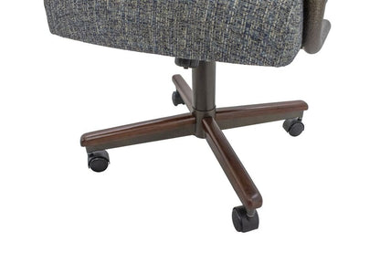 Chromcraft ZIP Ship CM188 Casual Dining Chair Caster Swivel Tilt Fabric Dinning Chair in Walnut & Texture Bronze Finish