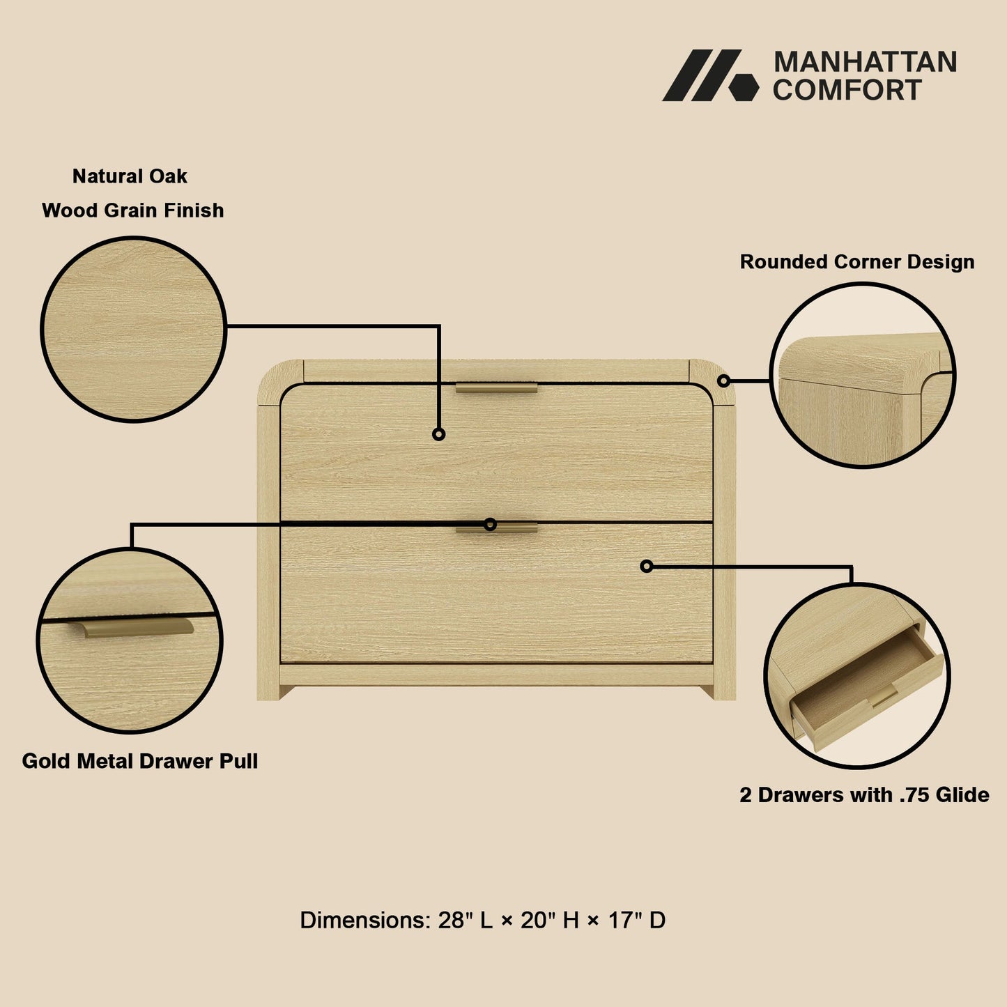 Manhattan Comfort Grace Nightstand