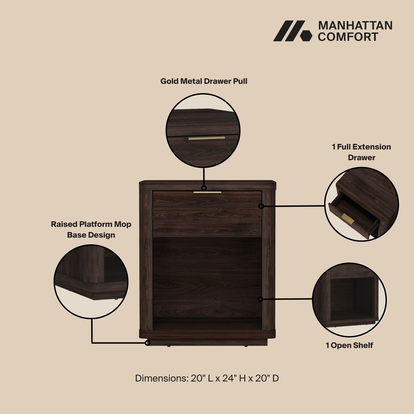 Manhattan Comfort Evelyn Nightstand