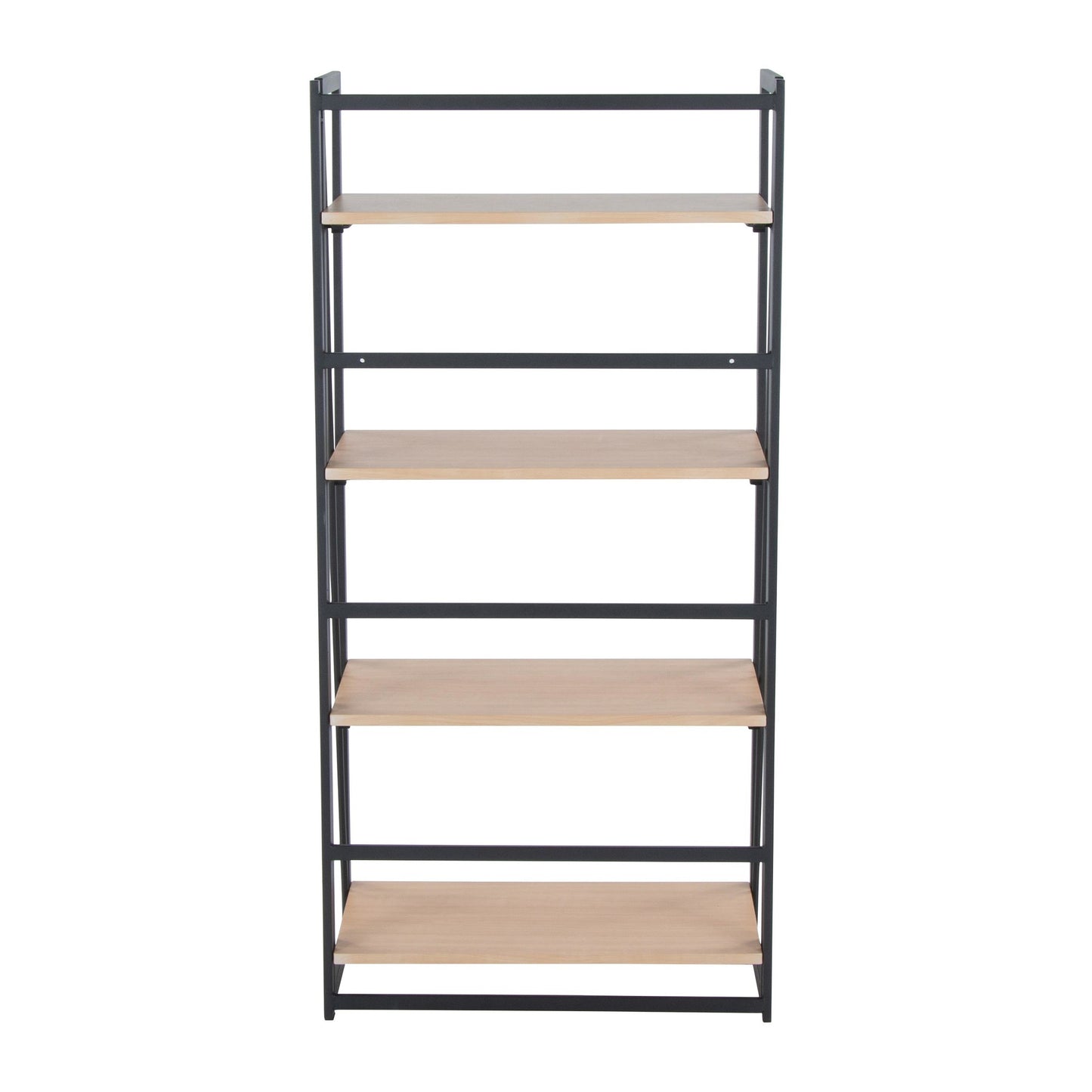 Dakota Contemporary Bookcase in Black Painted Metal and Natural Wood