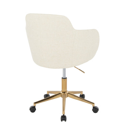 Boyne Contemporary Office Chair in Gold Metal and Cream Fabric