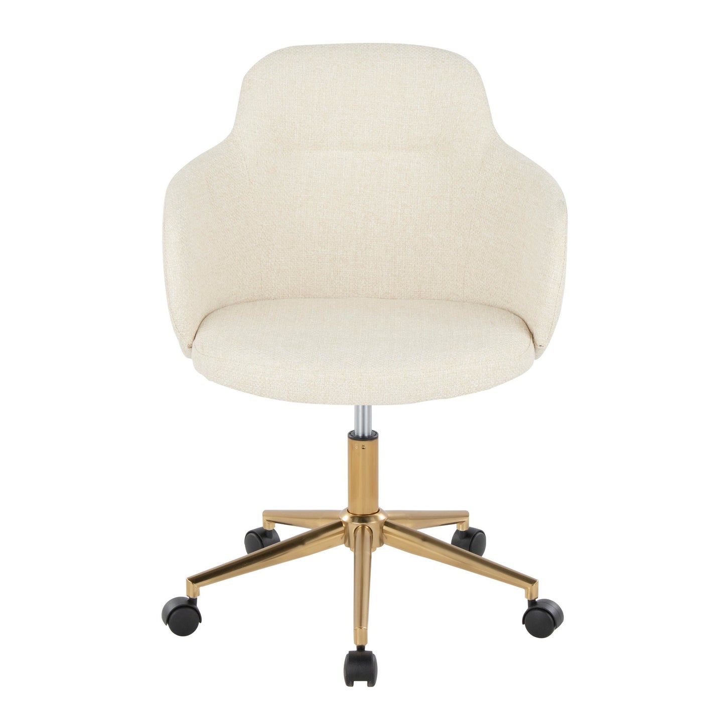 Boyne Contemporary Office Chair in Gold Metal and Cream Fabric