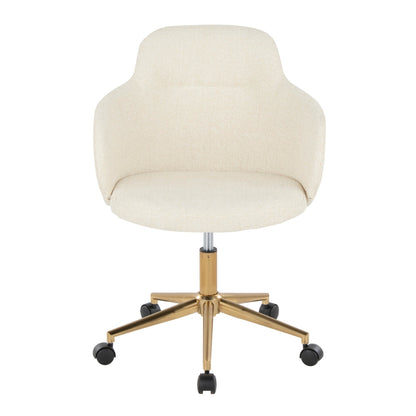 Boyne Contemporary Office Chair in Gold Metal and Cream Fabric