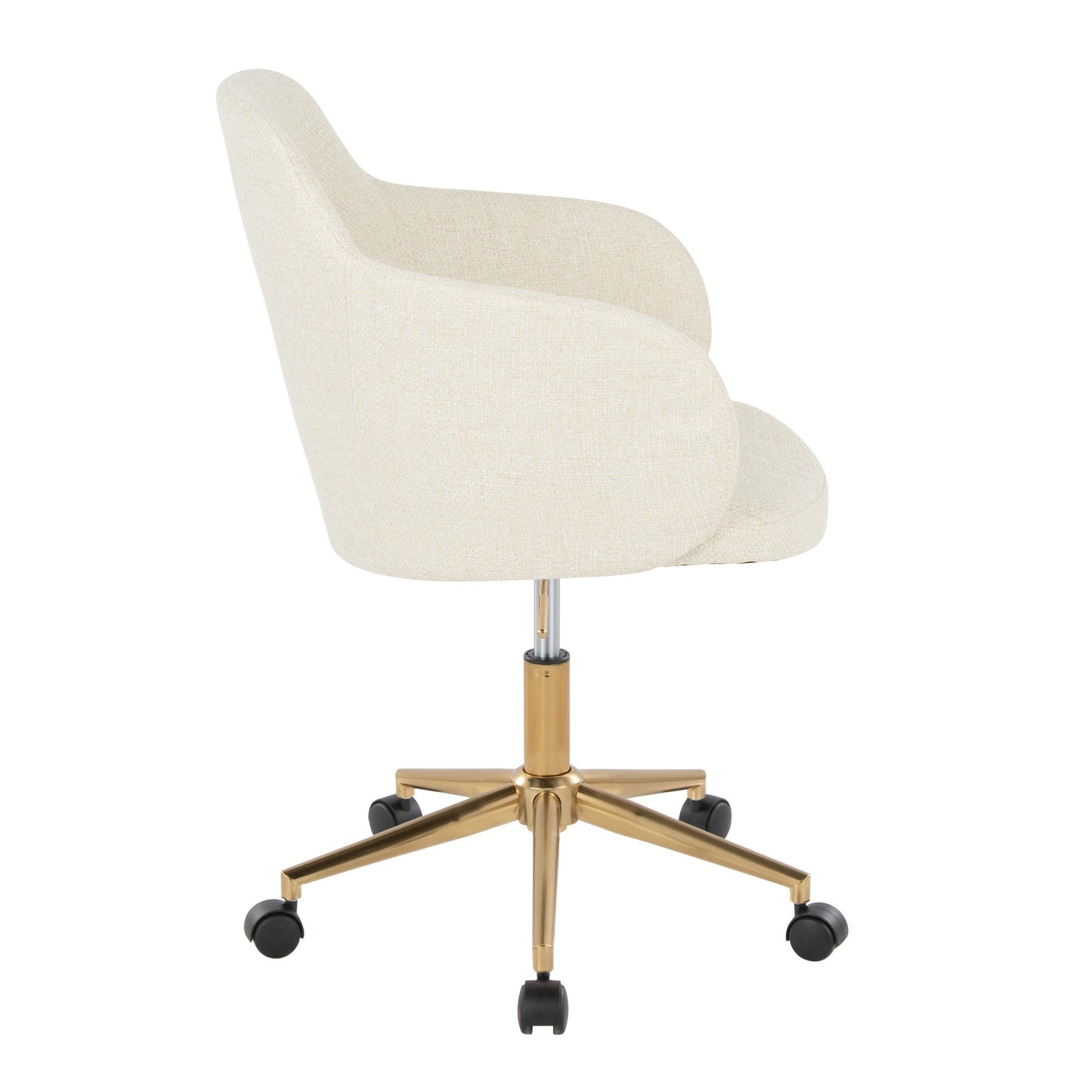 Boyne Contemporary Office Chair in Gold Metal and Cream Fabric