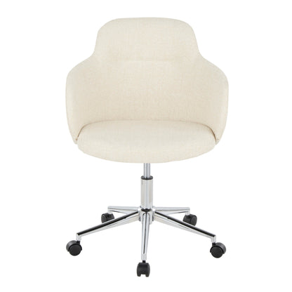 Boyne Contemporary Office Chair in Gold Metal and Cream Fabric