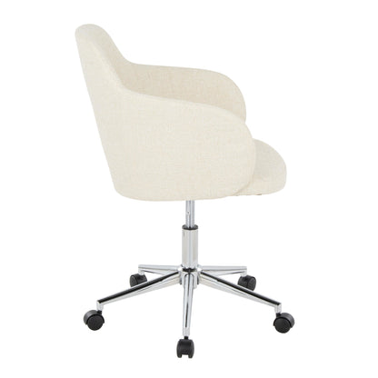 Boyne Contemporary Office Chair in Gold Metal and Cream Fabric