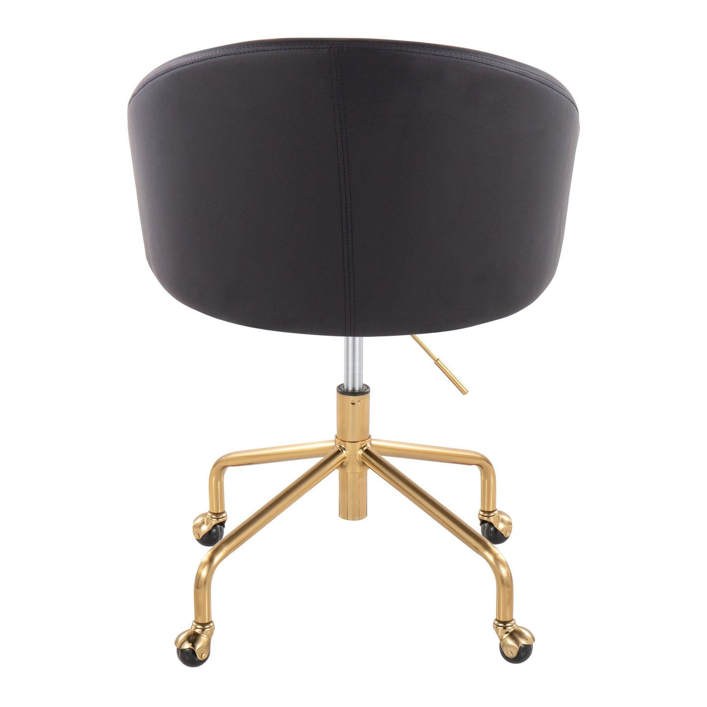 Claire Contemporary/Glam Task Chair in Gold Metal and Black Faux Leather