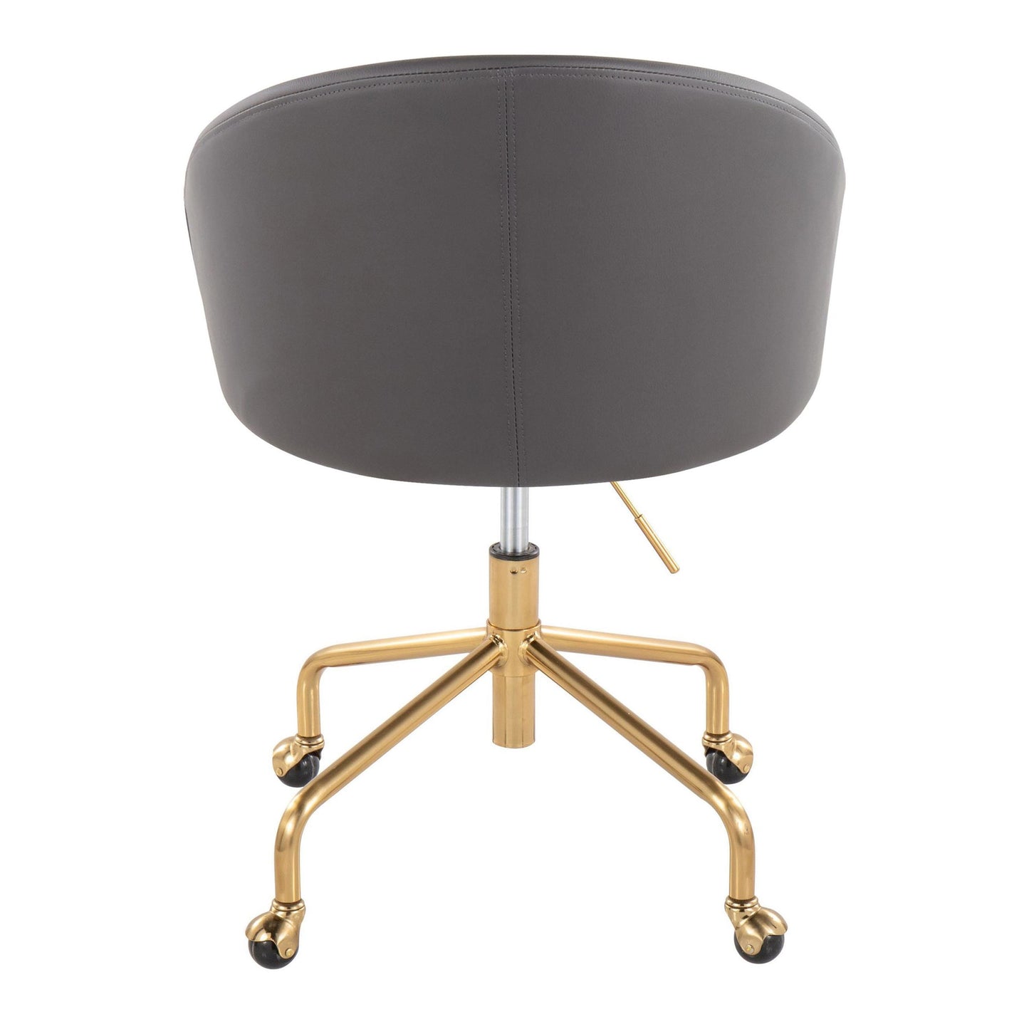 Claire Contemporary/Glam Task Chair in Gold Metal and Black Faux Leather