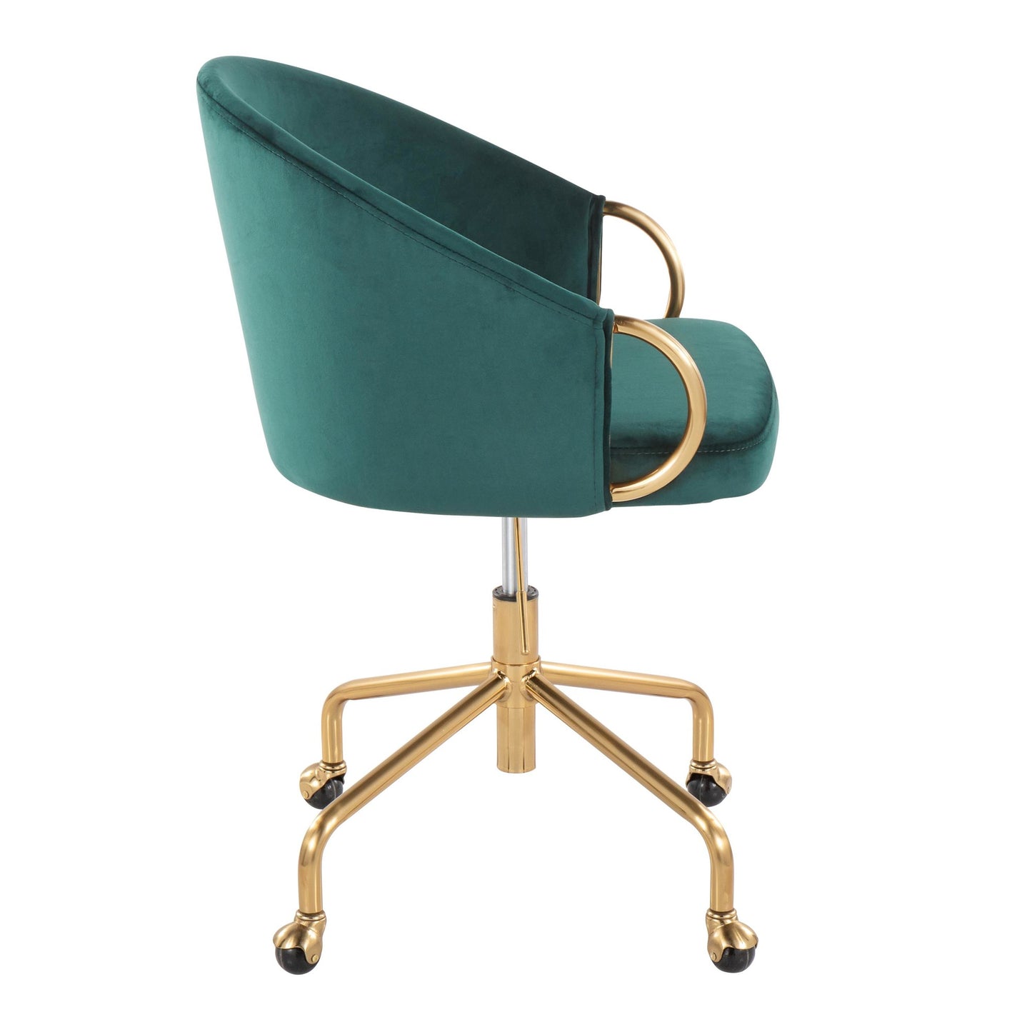 Claire Contemporary/Glam Task Chair in Gold Metal and Black Velvet