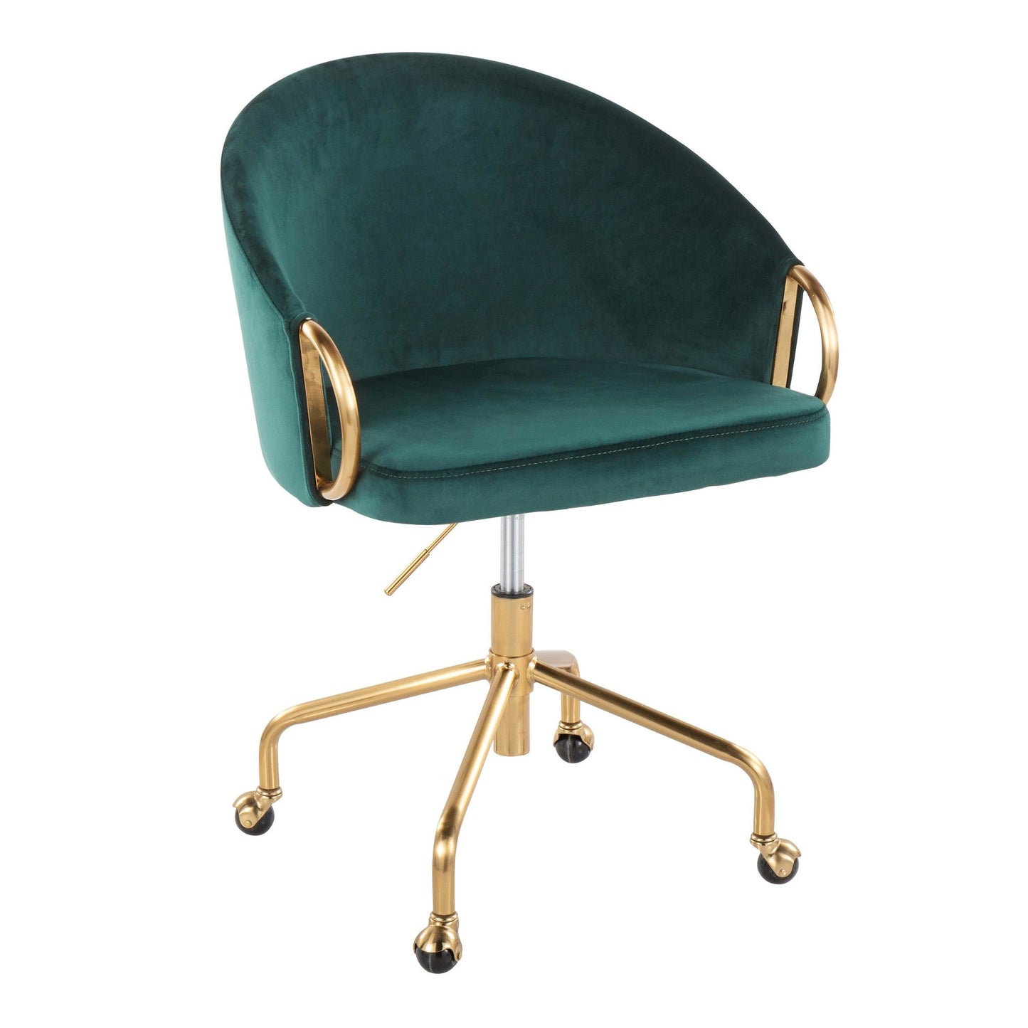 Claire Contemporary/Glam Task Chair in Gold Metal and Black Velvet