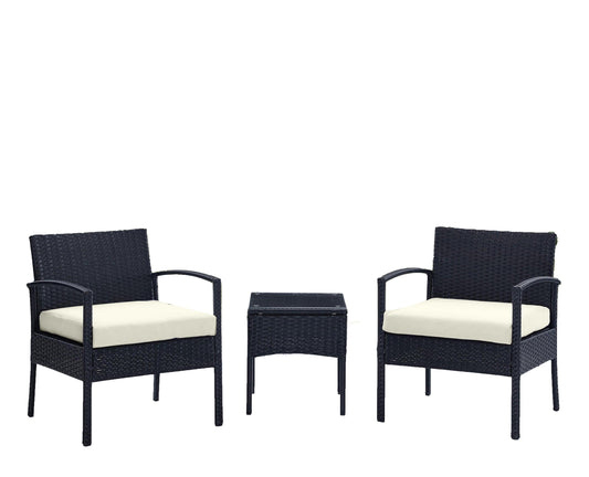 Manhattan Comfort 3-Piece Noli Patio 2- Person Seating Group with End Table
