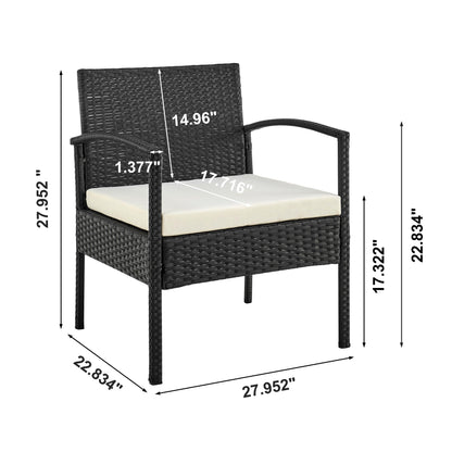 Manhattan Comfort 3-Piece Noli Patio 2- Person Seating Group with End Table