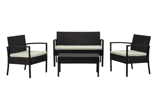 Manhattan Comfort 4-Piece Noli Patio 4- Person Conversation Set with Coffee Table