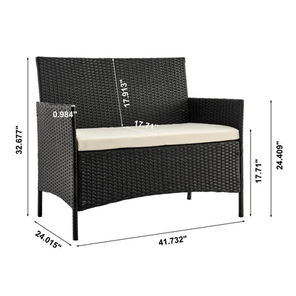 Manhattan Comfort 4-Piece Imperia Patio 4- Person Conversation Set with Coffee Table