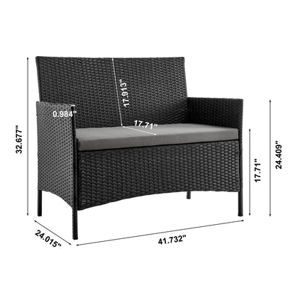 Manhattan Comfort 4-Piece Imperia Patio 4- Person Conversation Set with Coffee Table