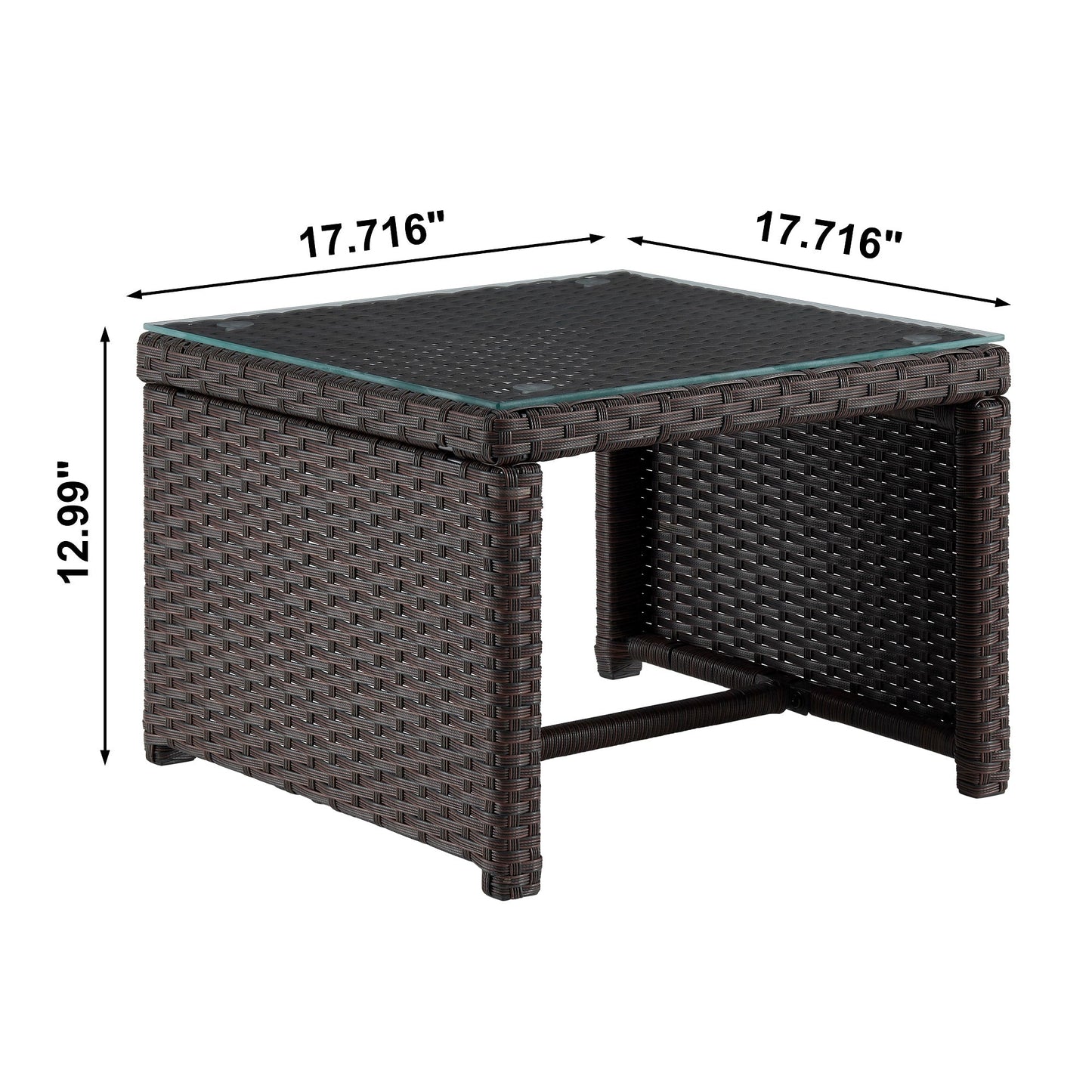 Manhattan Comfort 3-Piece Menton Patio 2-Seater and Lounge Chair with Coffee Table