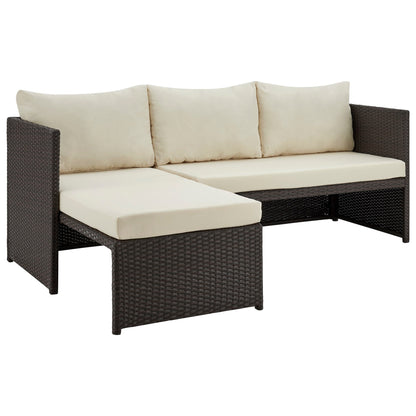 Manhattan Comfort 3-Piece Menton Patio 2-Seater and Lounge Chair with Coffee Table